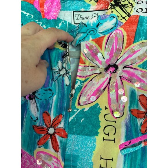 Diane Gilman Womens Multicolor Floral Patchwork Button-Up Silk Jacket - Picture 11 of 12